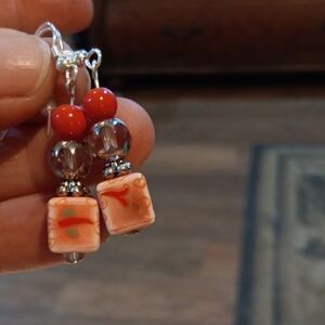 3/$9 Handmade Pink and Silver Beaded Earrings